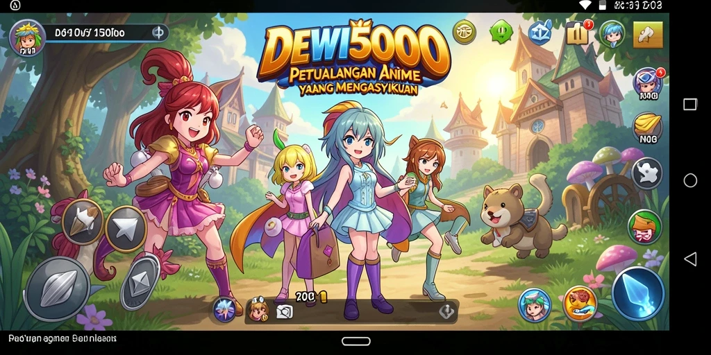 Screenshot DEWI5000 menunjukkan aksi pertempuran seru dan karakter Anime yang menarik.