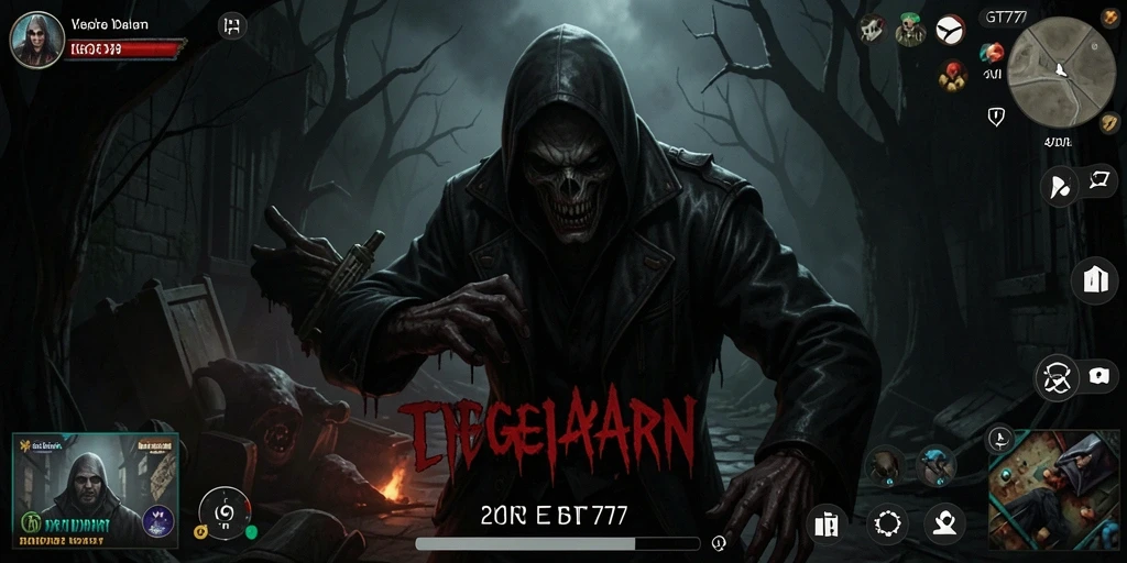 Screenshot gameplay GT777 menampilkan suasana mencekam dan elemen horror yang menegangkan.