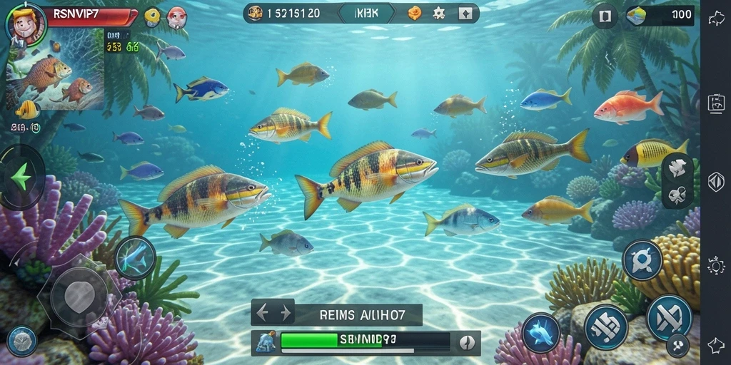 Screenshot menunjukkan aksi seru menembak ikan di RSNVIP7.